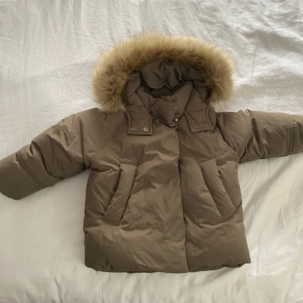 ZARA kids winter down jacket unisex repellent brown 3-4 years (40.9 inches) - Picture 2 of 6